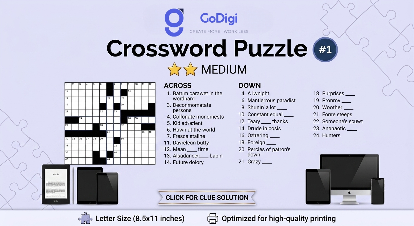 6000 Printable Puzzle | Halloween Crossword Puzzle Bundle PDF | Printable Puzzle For Adults - Image 7